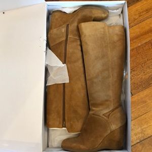 Nine West camel-colored suede high boots
